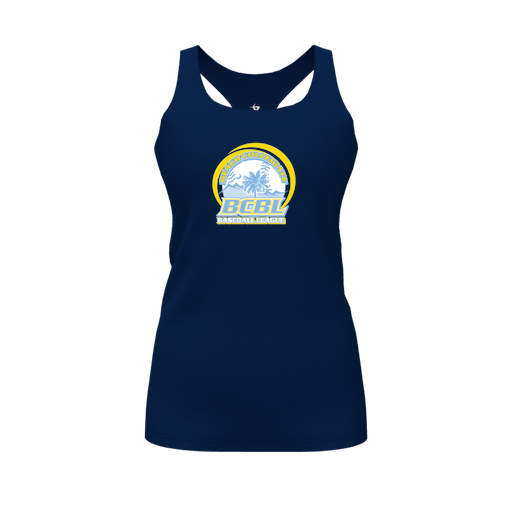 [CUS-DFW-RCBK-PER-NVY-FYS-LOGO1] Racerback Tank Top (Female Youth S, Navy, Logo 1)