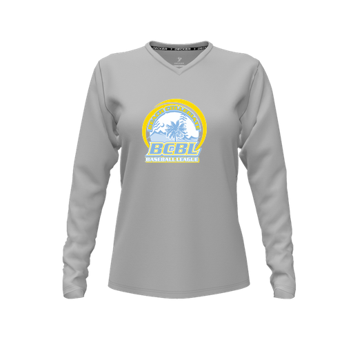 [CUS-DFW-TEES-PER-VNK-LSL-GRY-FYXS-LOGO1] Performance T-Shirt (Female Youth XS, Gray, V Neck, Logo 1, Long Sleeve)