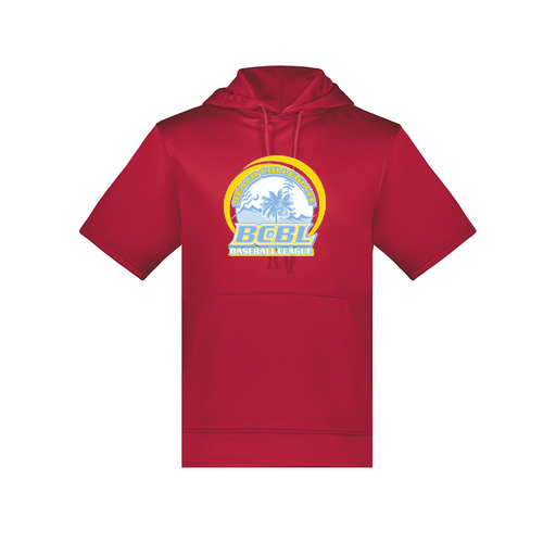 [6871.083.S-LOGO1] Men's Dri Fit Short Sleeve Hoodie (Adult S, Red, Logo 1)