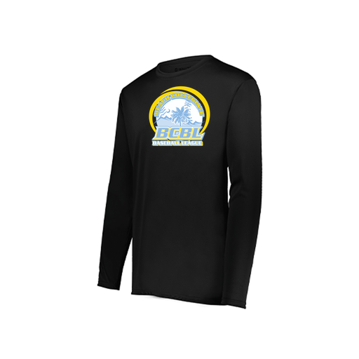 [222823.080.S-LOGO1] Youth LS Smooth Sport Shirt (Youth S, Black, Logo 1)