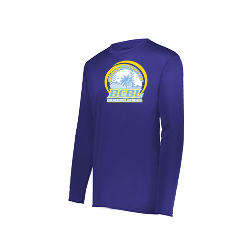 [222823.747.S-LOGO1] Youth LS Smooth Sport Shirt (Youth S, Purple, Logo 1)