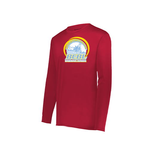 [222823.083.S-LOGO1] Youth LS Smooth Sport Shirt (Youth S, Red, Logo 1)