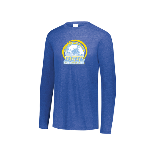 [FTLCUBRY-YS-LOGO1] Decker Youth Tri-Blend T-Shirt - Long Sleeve (Youth S, Royal, Logo 1)