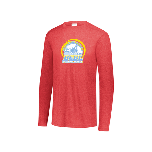 [FTLCUBRD-YS-LOGO1] Decker Youth Tri-Blend T-Shirt - Long Sleeve (Youth S, Red, Logo 1)