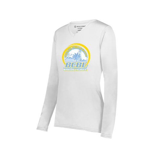 [222824.005.S-LOGO1] Ladies LS Smooth Sport Shirt (Female Adult S, White, Logo 1)