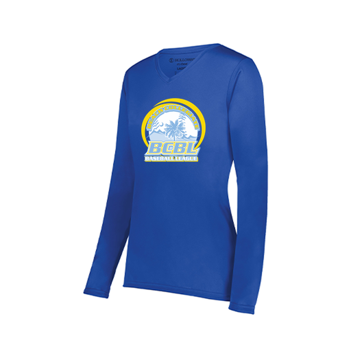 [222824.060.S-LOGO1] Ladies LS Smooth Sport Shirt (Female Adult S, Royal, Logo 1)