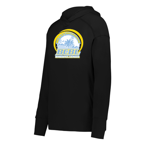 [222798.080.XS-LOGO1] Ladies Ventura Thin Knit Hoodie (Female Adult XS, Black, Logo 1)