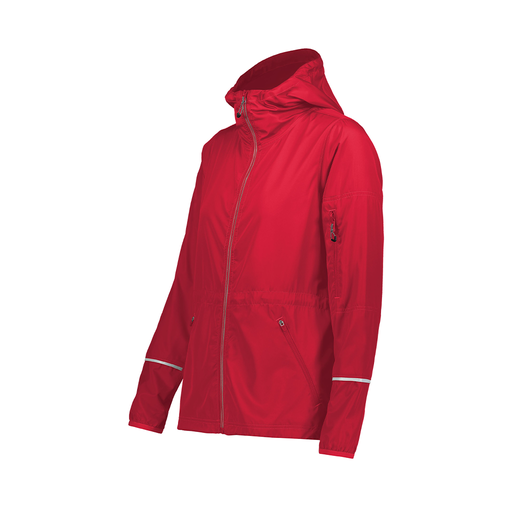 [229782-RED-FAXS-LOGO4] Ladies Packable Full Zip Jacket (Female Adult XS, Red, Logo 4)