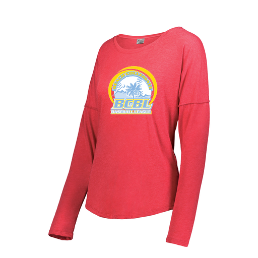 [FTLCUBRD-FAXS-LOGO1] Ladies LS Ultra-blend T-Shirt (Female Adult XS, Red, Logo 1)